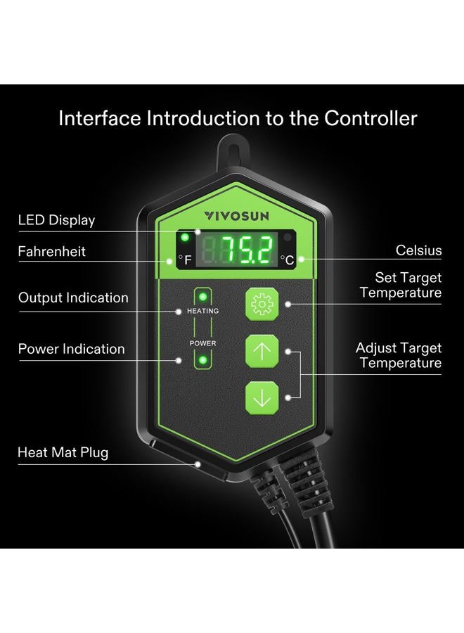 VIVOSUN Digital Heat Mat Thermostat Temperature Controller 68-108 ºF for Seedlings, Germination, Rooting, Fermentation and Reptiles - Image 3