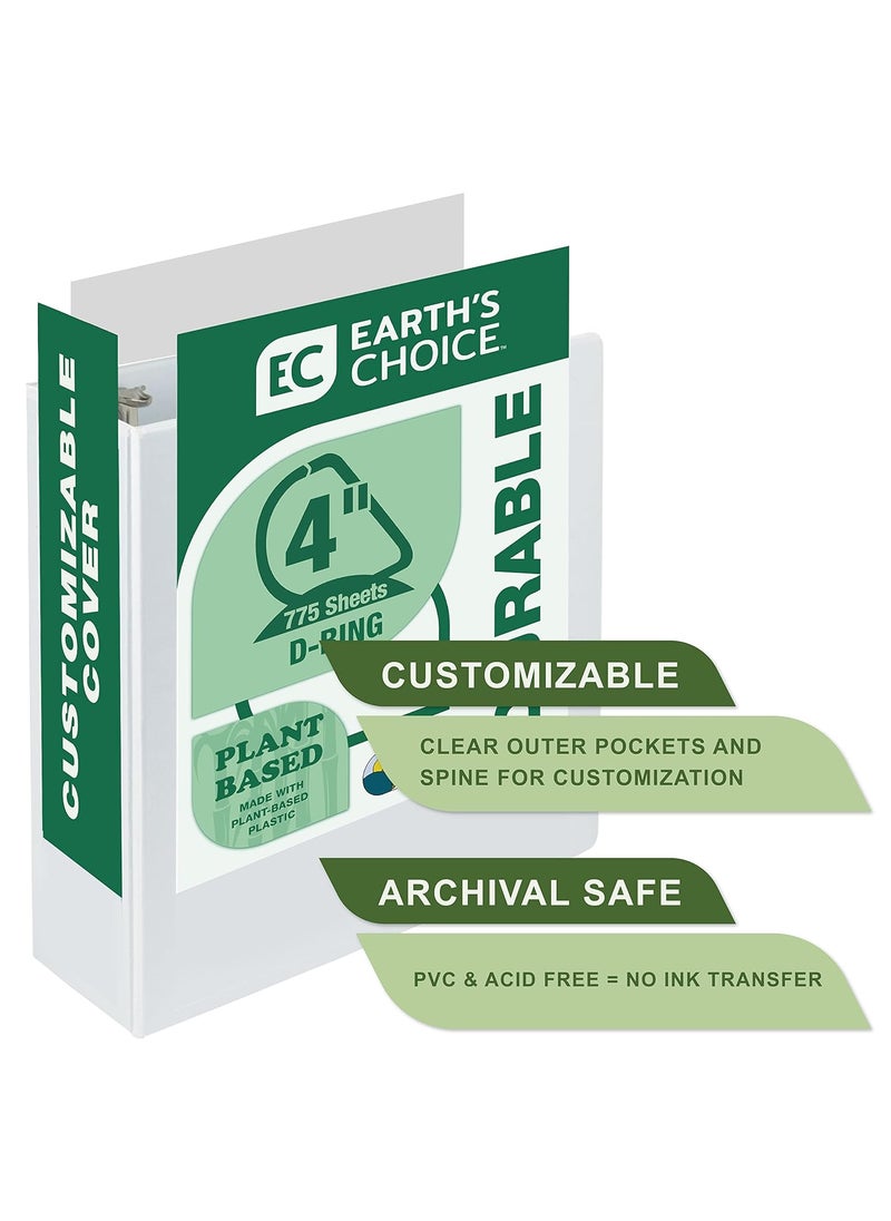 Samsill Samsill PlantBased 4 Inch Durable DRing Made in USA View Binder EcoFriendly USDA Certified Biobased White  - Image 3