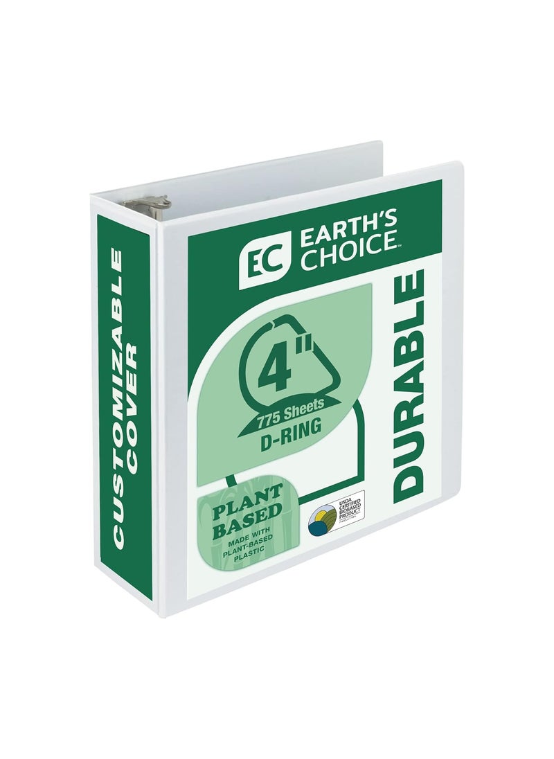 Samsill Samsill PlantBased 4 Inch Durable DRing Made in USA View Binder EcoFriendly USDA Certified Biobased White  - Image 1
