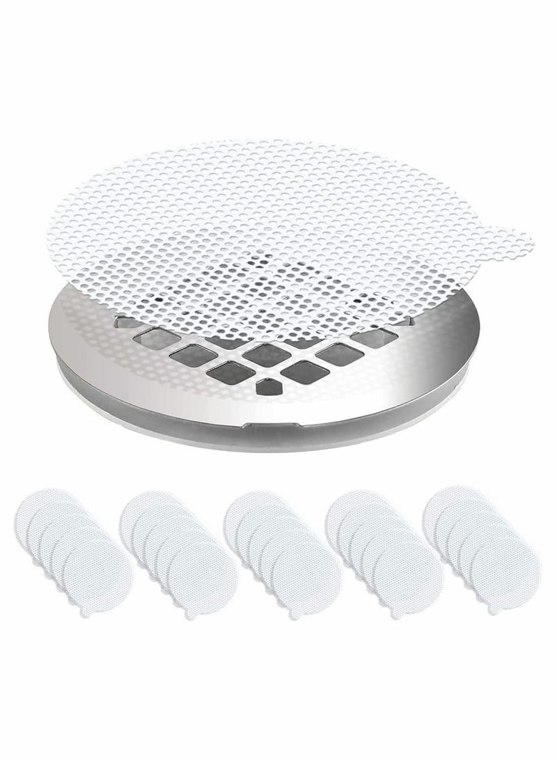 KASTWAVE Drain Hair Catcher 50PCS Disposable Shower Drain Hair Catcher Mesh Stickers Shower Drain Hair Trap Tub Drain Hair Catcher Strainer Large Hole 50pcs - Image 1