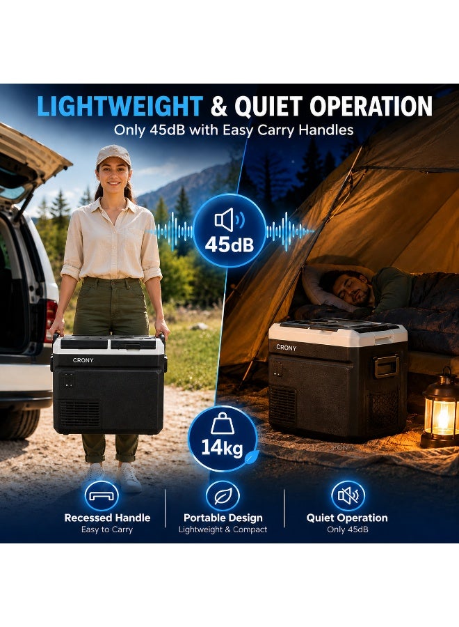 Crony 35L Portable Car Refrigerator Freezer (-20℃~20℃) Dual Power 12V/24V DC & 100-240V AC with LED Display, Car Battery Protection, Low Noise Design for Camping, Travel, Home Use - Image 3