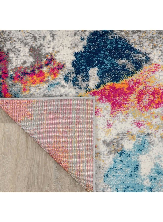 Rugshop سجادة منطقة حديثة تجريدية، 5' × 7'، متعددة الألوان - Image 5