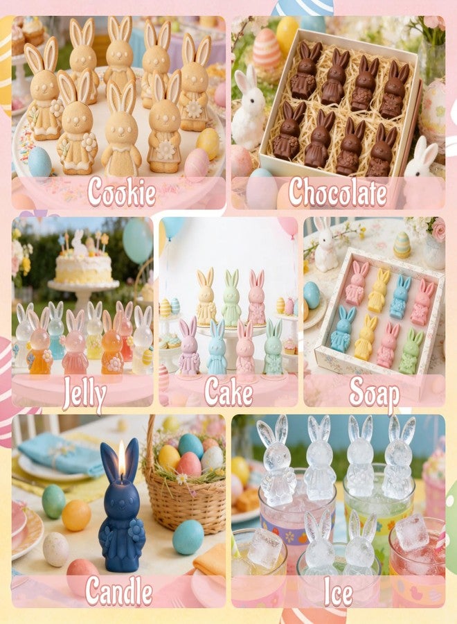 Dreplfn Easter Silicone Mold 2Pcs Bunny Silicone Molds 2 Inch Rabbit Chocolate Candy Molds Cake Pan Chocolate Baking Mold for Baking Cake Jelly Pudding Fondant Muffin Soap Candle Ice Cubes - Image 3
