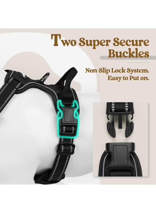 Dog Harness, No-Pull Pet Harness with 2 Leash Clips, Adjustable Soft Padded Dog Vest, Reflective No-Choke Pet Oxford Vest with Easy Control Handle for Large Dogs, Black, XL - Image 2