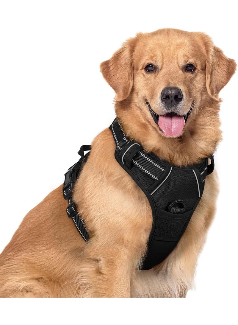 Dog Harness, No-Pull Pet Harness with 2 Leash Clips, Adjustable Soft Padded Dog Vest, Reflective No-Choke Pet Oxford Vest with Easy Control Handle for Large Dogs, Black, XL - Image 1