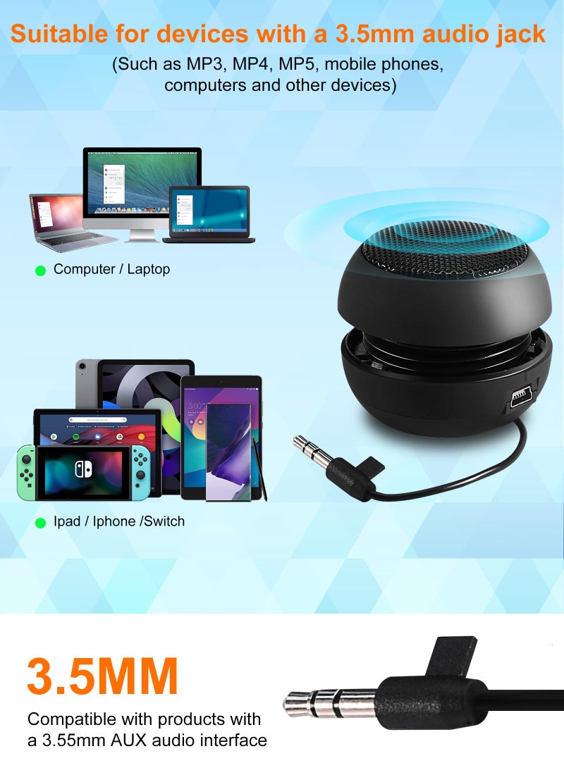 fosa Portable Mini Speaker USB Wired Small Speakers with 3.5mm Aux Input Jack, Travel Speakers for Laptop Computer MP3 Player Speaker for Mobile Phone, MP3, PC - Image 2