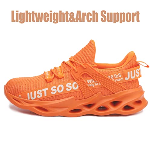 Furuian Steel Toe Shoes for Women Men Lightweight Slip On Safety Work Shoes Comfortable Steel Toe Sneakers Orange - Image 3