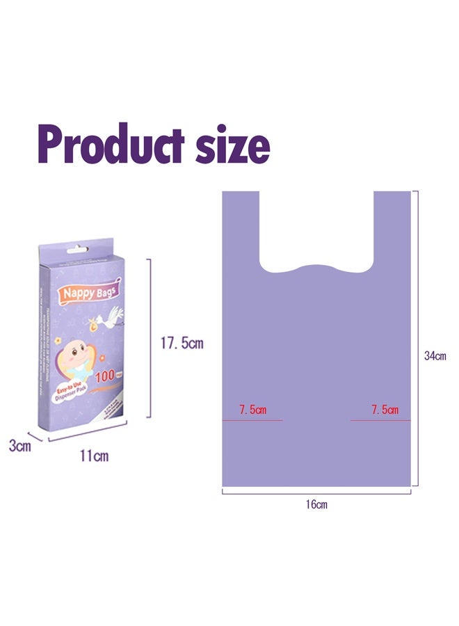 Vinnatsu 100/200/300/500 Count Baby Disposable Diaper Bags Scented Diaper Sacks with Tie Handle Disposal Trash Sacks Pet Dog Poop Cat Litter Clump Waste Bags (Purple) - Image 2