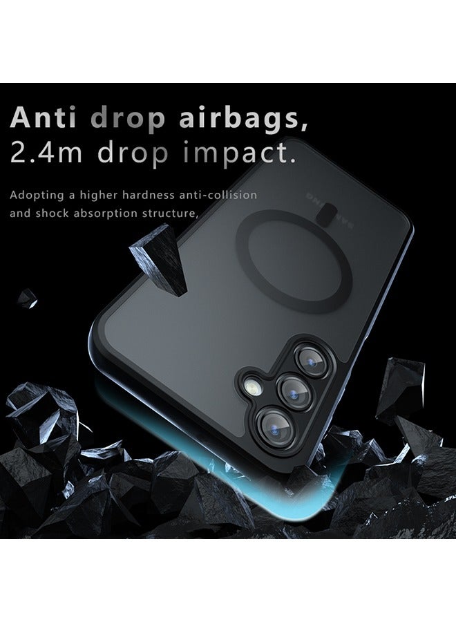 Magnetic Case for Samsung Galaxy A16 5G, Frosted Translucent Back Protective Slim Phone Cover, Anti-Fingerprints, Anti-Fall Drop Protection, Shockproof Case for Samsung Galaxy A16 5G (Black) - Image 2