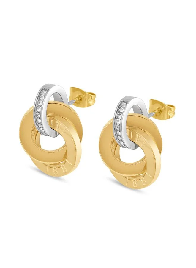 شيروتي 1881 أقراط متدلية من الفولاذ المقاوم للصدأ باللونين الفضي والذهبي بياتريس للنساء  مم