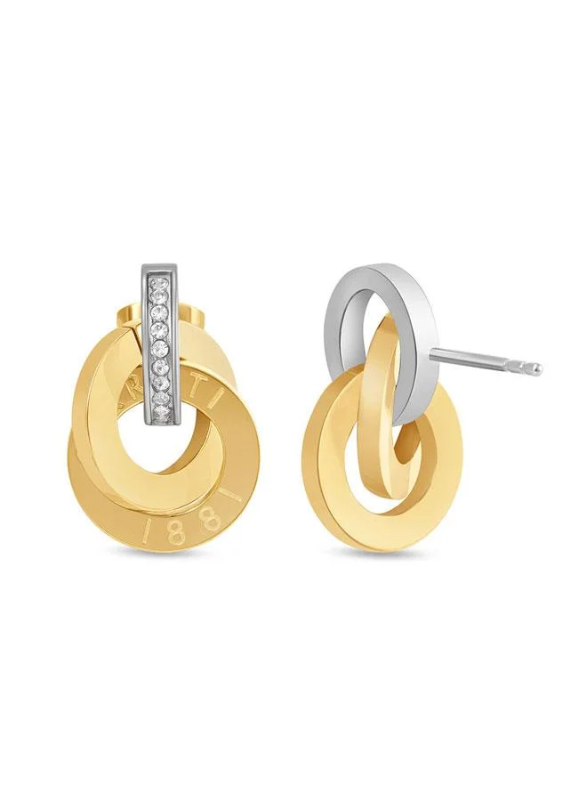 CERRUTI 1881 Beatrice Beatrice Silver & Gold Stainless Steel Drop Earrings for Women 10mm for Women | Best Price UAE
