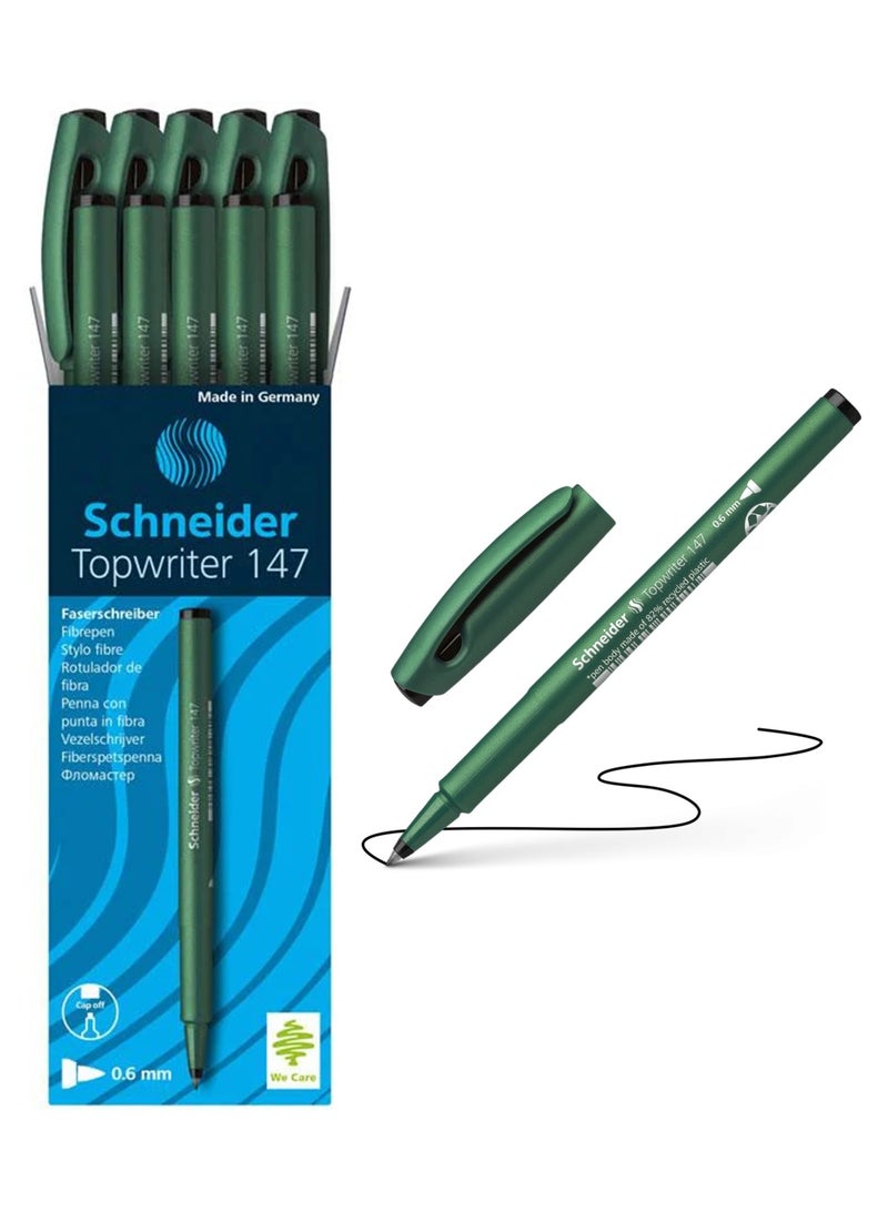 Schneider قلم توبرايتر 147 ذو رأس ألياف 10 قطع حبر أسود - Image 1