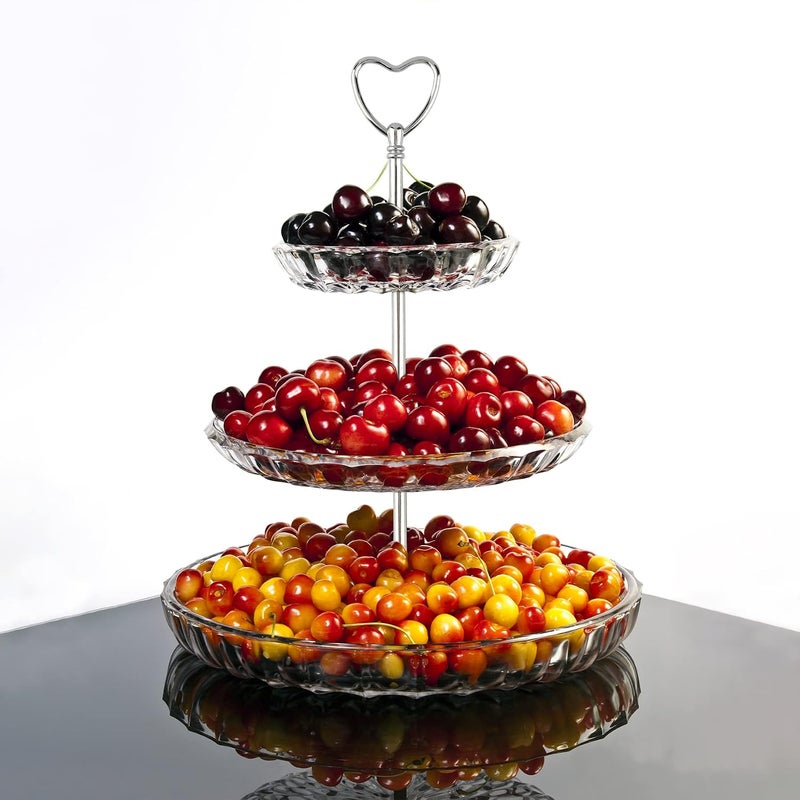 Happy Will 3 Tier Heart Shape Metal Cake Stand Holder Heavy Duty Fruit Plate Handle Fittings Hardware Rod Silver Heart - Image 5