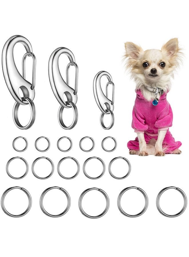 جيديف 18 قطعة من مشابك بطاقات تعريف الكلاب وعلامات تعريف الحيوانات الأليفة ومشابك بطاقات تعريف الحيوانات الأليفة ومجموعات المشابك السريعة وعلامات تعريف الحيوانات الأليفة مع حلقات، حامل بطاقات تعريف الحيوانات الأليفة من الفولاذ المقاوم للصدأ للقطط والكلاب - Image 1