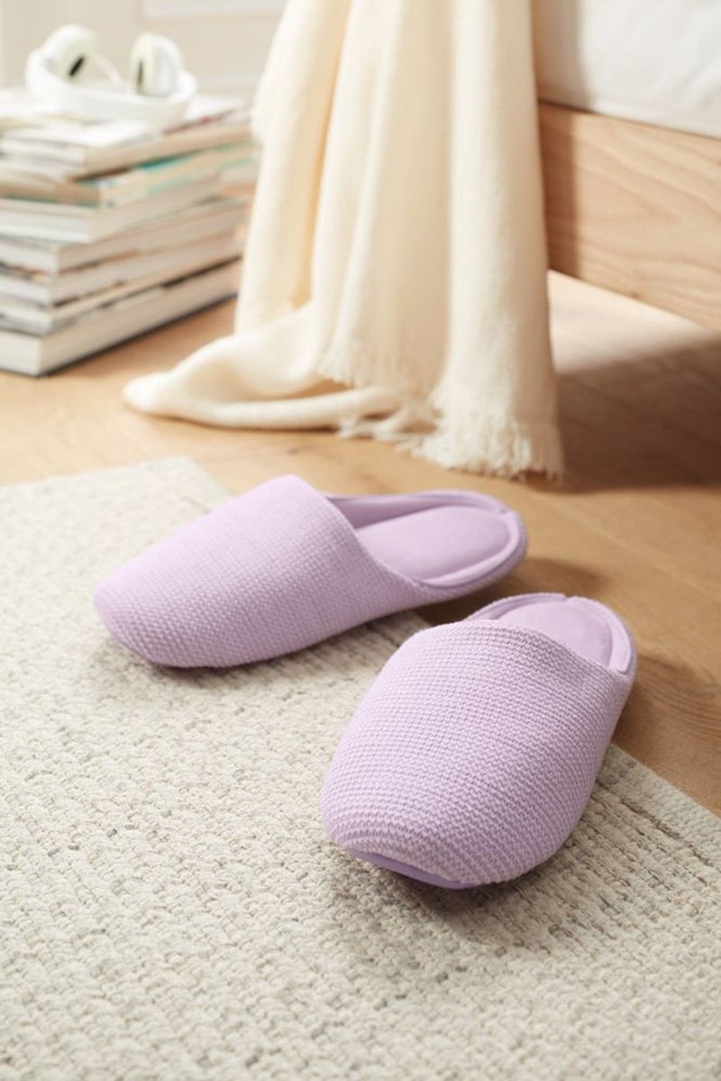 Tchibo Women Knitted Slip On Home Slippers, Lilac  - Image 1