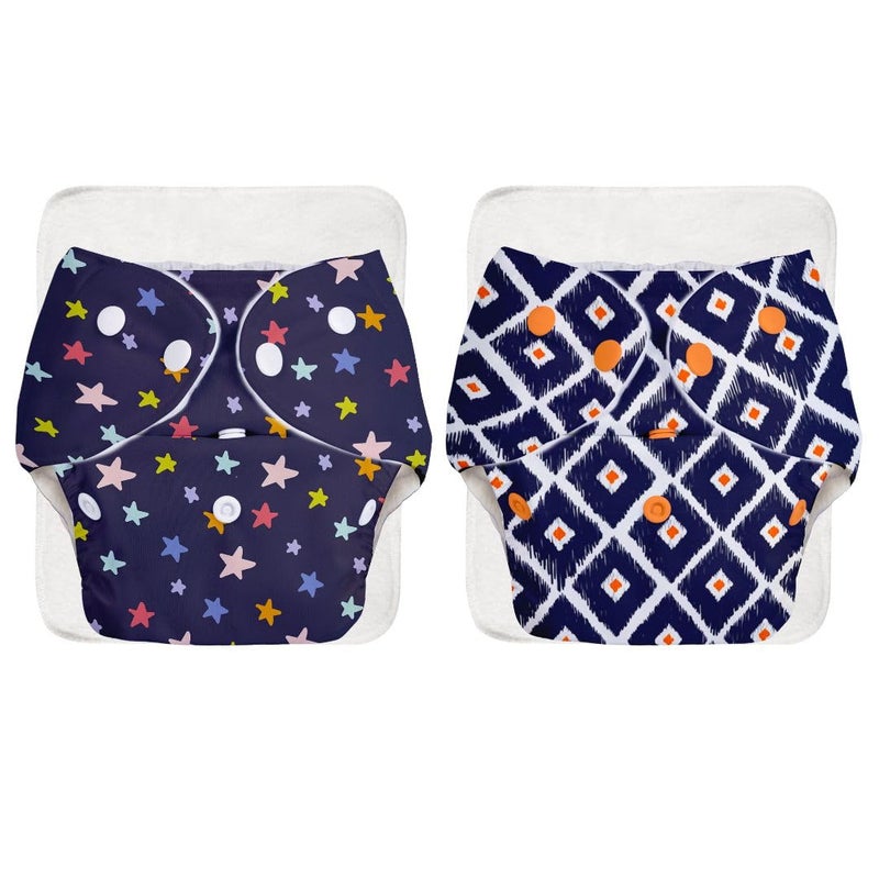 Superbottoms Basic Leakage-proof advanced cloth diapers for babies, High Absorbent 100% cotton 1 reusable diaper and 1 insert pad Combo Pack washable cloth diaper 3M -3Years Adjustable, Reduces Rash - Image 1