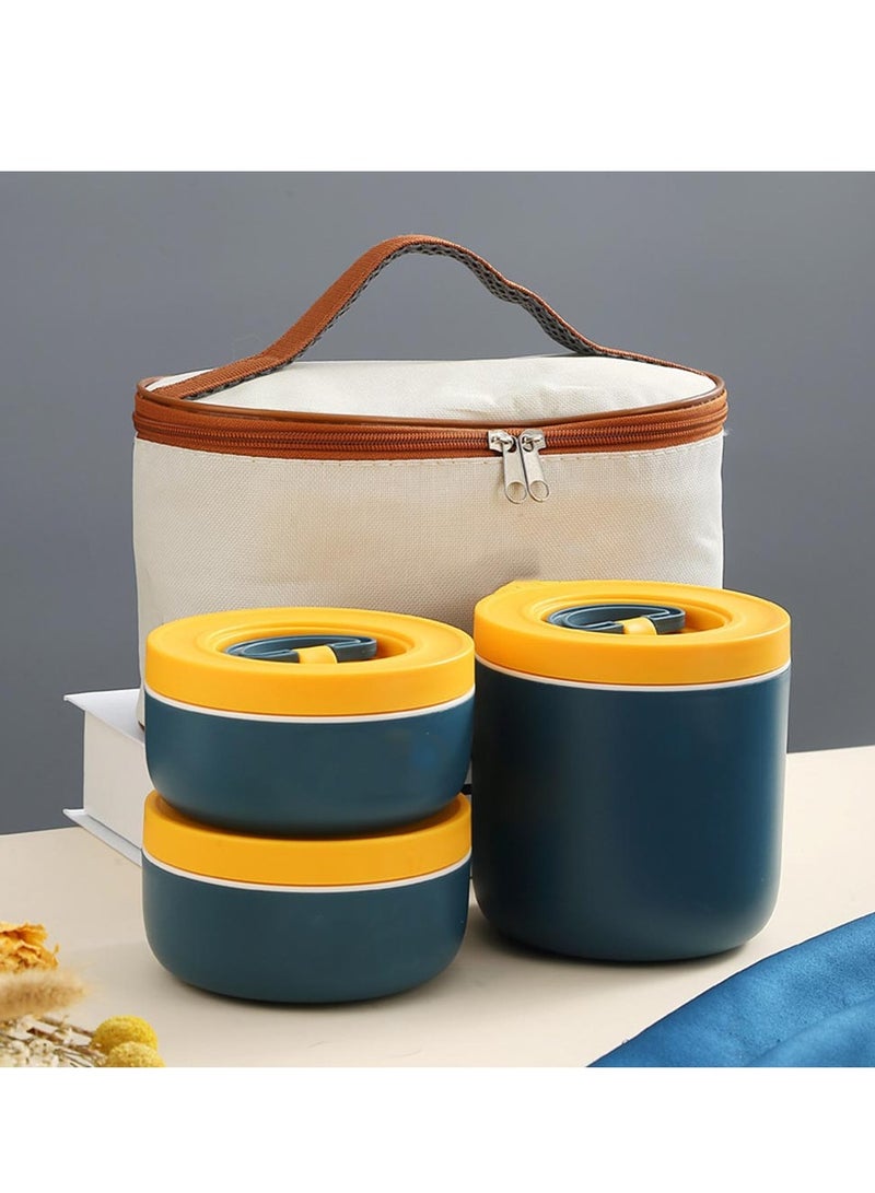 LKTOCAFT Lunch Box For Adults, Stainless Steel Insulated Lunch Box With Bag, Portable Bento Box With 3 Pcs Leak-Proof  Food Container, Microwave And Dishwasher Safe, Work And Picnic, Blue  - Image 5