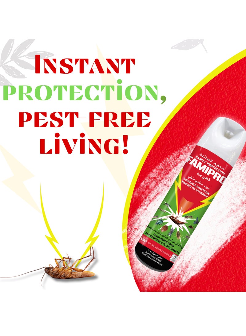 FAMIPRO  Insect repellent Spray 400ML Green ( Pack of 2) | Fast-Acting Formula | Kills Mosquitoes, Cockroaches, Ants & Flying Insects | Long-Lasting Protection | Indoor & Outdoor Use | Safe for Home & Office - Image 3