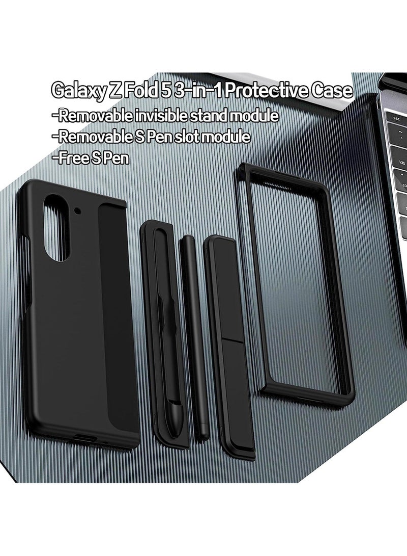 Rock Pow For Samsung Galaxy Z Fold 5 Case with S Pen [Changable S Pen Holder & Kickstand ] [Support Wireless Charging] Matte Z Fold 5 Case Hard PC Shockproof Anti-Scratch Case for Samsung Z Fold 5 - Image 3