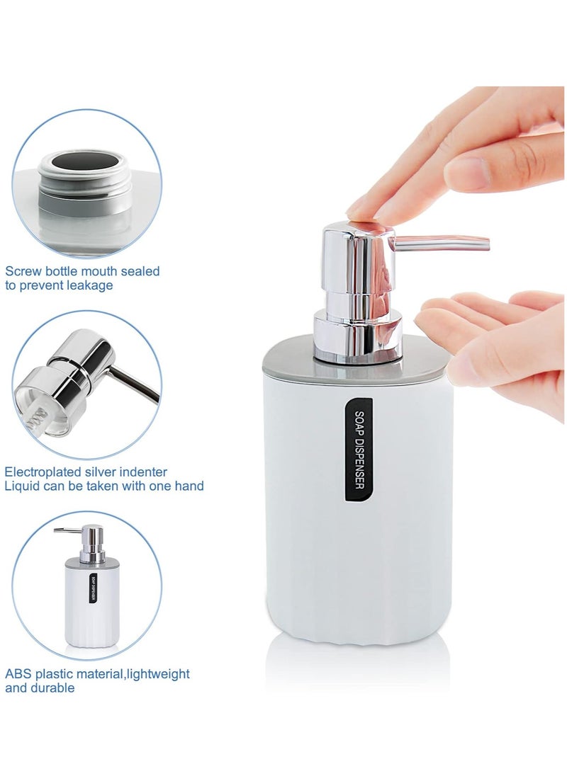 MileMelo 4 Piece Bathroom Accessories Set Bath Ensemble Includes Trash Can, Soap Dispenser, Toothbrush Holder, Toothbrush Cup for Decorative Countertop and Housewarming Gift White  - Image 4