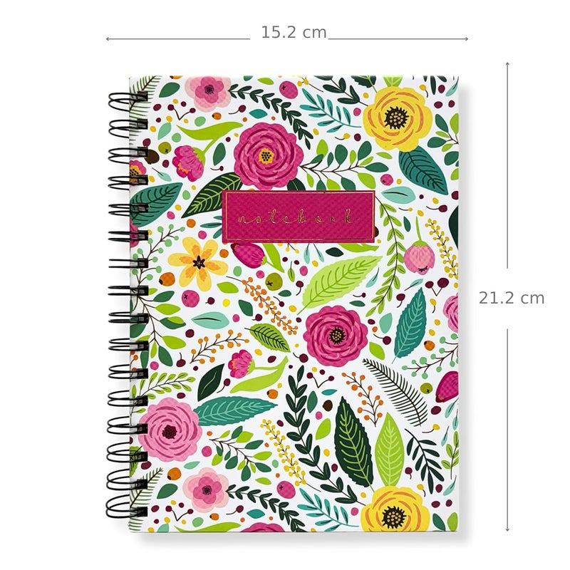 Articious دفتر ملاحظات مزخرف على شكل حلزوني | حجم A5 21x17 سم | 190 صفحة مسطرة | ورق سميك 80 جرام | دفتر جميل للكتابة، المدرسة، المكتب والهدايا - Image 4