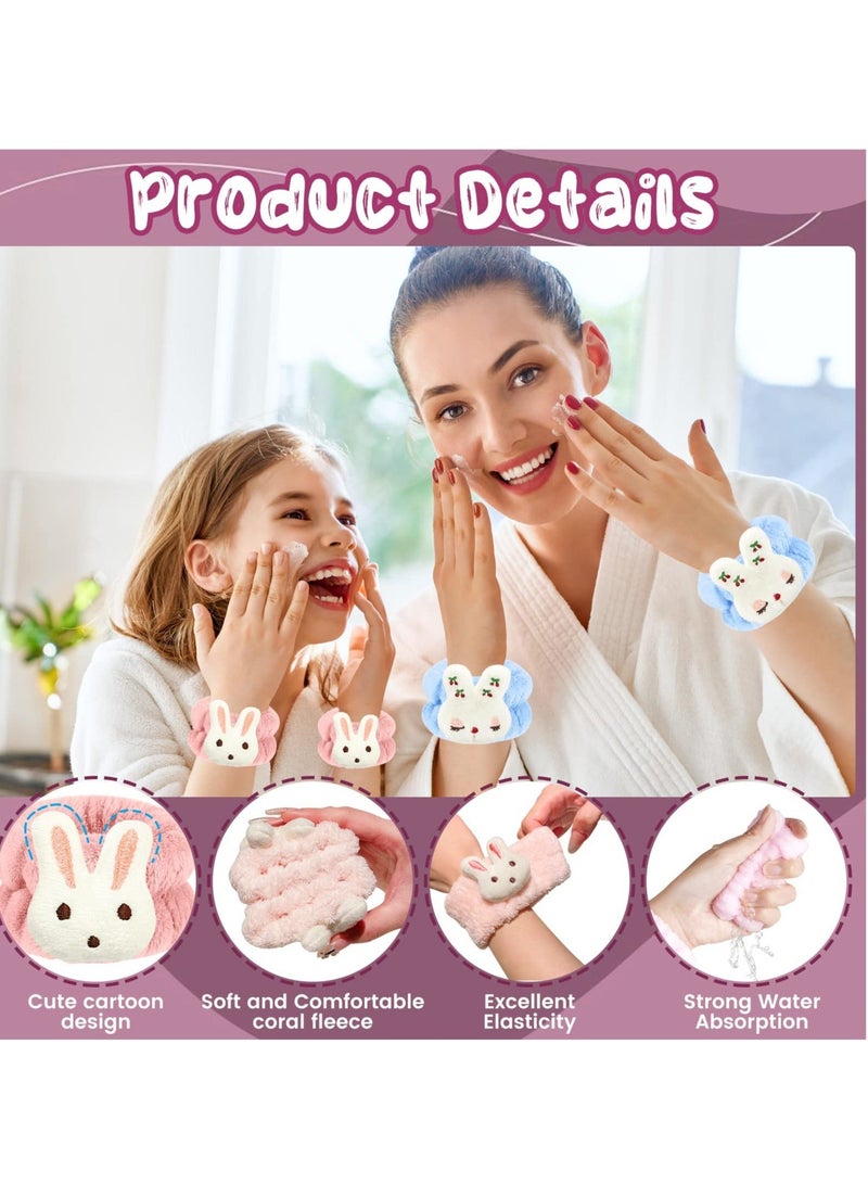 Women's Wrist Bands for Washing Face, 8 Pack Cartoon Microfiber Wrist Spa for Girls,Super Absorbent Wrist Towels, Arm Bands Prevent Liquid from Spilling(4 Patterns) - Image 4