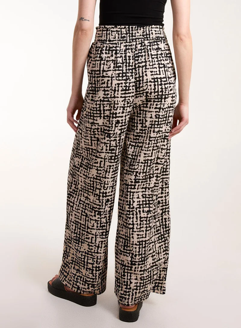 بلو فانيلا Shirred Waistband Wide Leg Trousers
