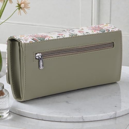 DOSYSO Wallet for Women Girls Stylish Latest Printed Faux Leather with Phone Space Coin Compartment Mobile Storage 4 Card Slots Holder Cash Zip Pockets Hand Clutch for Daily Use Ladies Long Purse (Olive) - Image 5