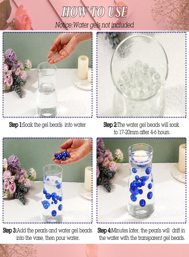Junkin 150 Pieces Vase Filler Faux Pearls Vase Makeup Beads No Hole Gloss Bead Mixed Sizes Round Pearl for Home Party Wedding Decor, 8/14/20 mm(Royal Blue) - Image 3