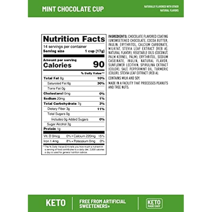 SlimFast Keto Fat Bomb Snack Cup, Mint Chocolate, Keto Snacks for Weight Loss, Low Carb with 0g Added Sugar, 14 Count Box (Packaging May Vary) - Image 3