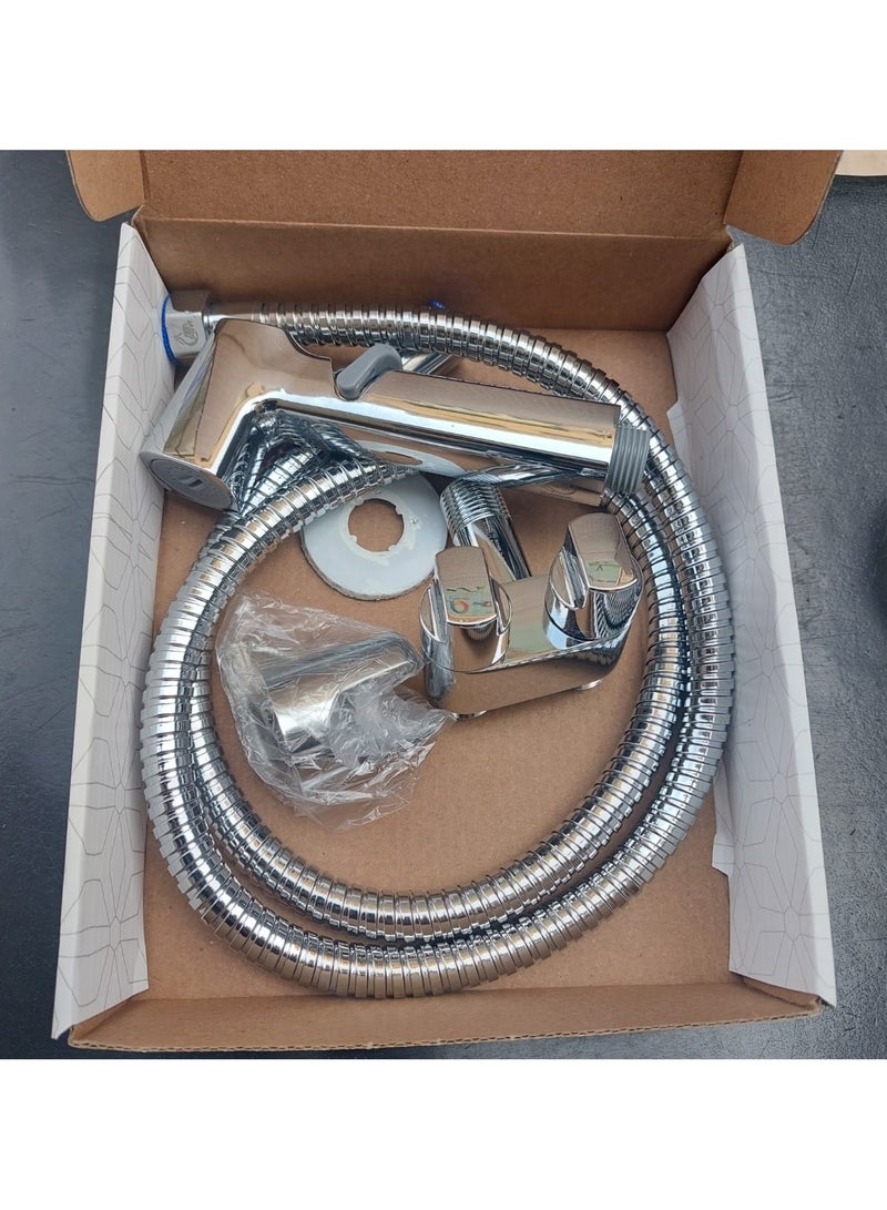 Shams Double angle valve + bidet with nickel hose  - Image 2