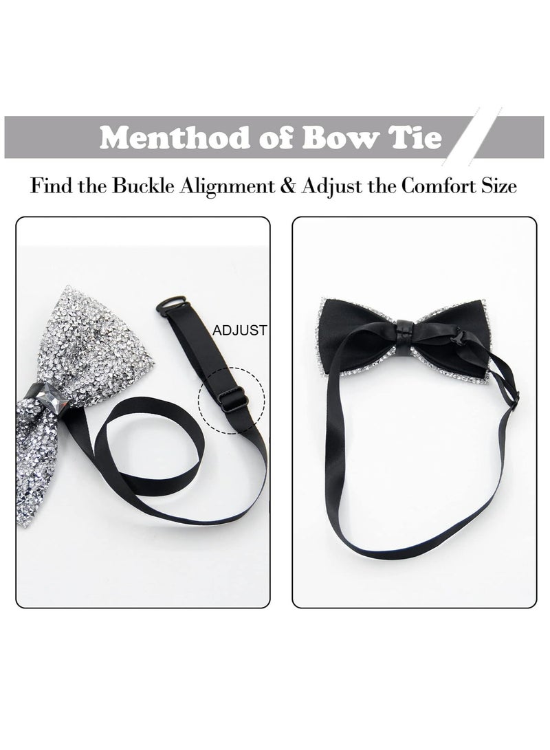Oasisgalore Bow Ties for Men, Pre Tied Sequin Diamond Bowties with Adjustable Length for Party Wedding Banquet - Image 3