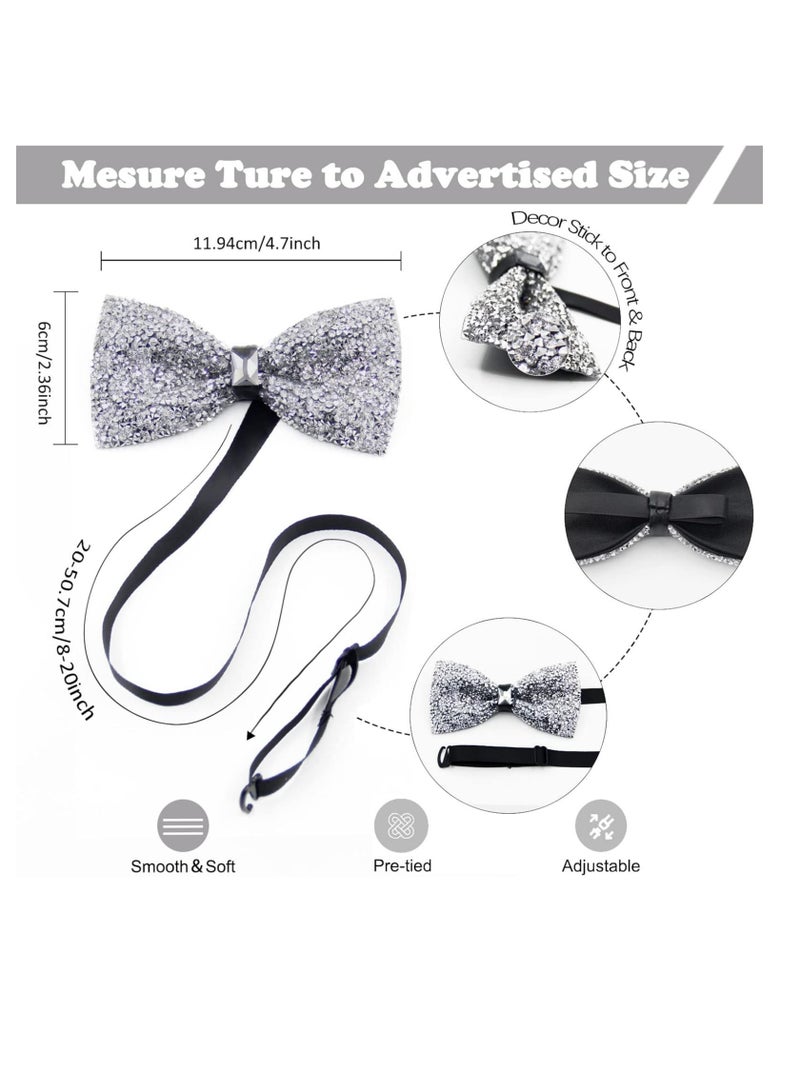 Oasisgalore Bow Ties for Men, Pre Tied Sequin Diamond Bowties with Adjustable Length for Party Wedding Banquet - Image 2