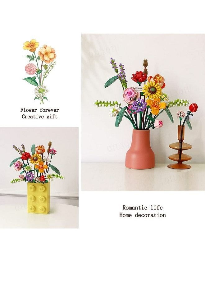 McDou - Flower Bouquet Building Kit Lily Daisy Building Brick Creative Building Project for Adults A Unique DIY Bouquet Building Blocks Set for Gifts - Image 1