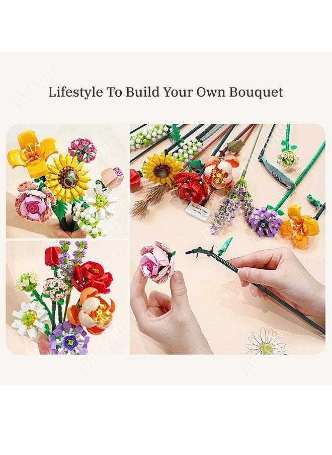 McDou - Flower Bouquet Building Kit Lily Daisy Building Brick Creative Building Project for Adults A Unique DIY Bouquet Building Blocks Set for Gifts - Image 1