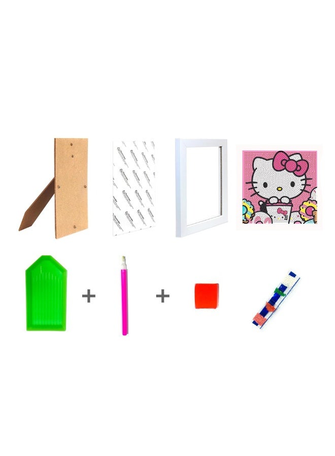 5D Cartoon Cute Kitty Diamond Painting for Kids Beginners, Full Round Drill Big Gem Art for Children, Home Wall Decoration 6.7X6.7 Inch, Included Tools and Wooden Frames - Image 2