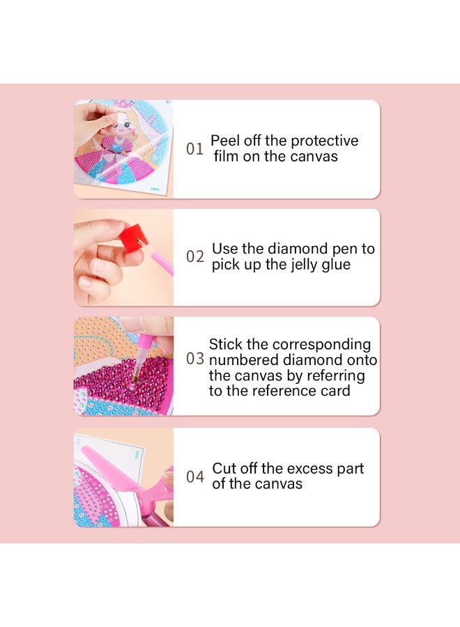 5D Cartoon Cute Kitty Diamond Painting for Kids Beginners, Full Round Drill Big Gem Art for Children, Home Wall Decoration 6.7X6.7 Inch, Included Tools and Wooden Frames - Image 5