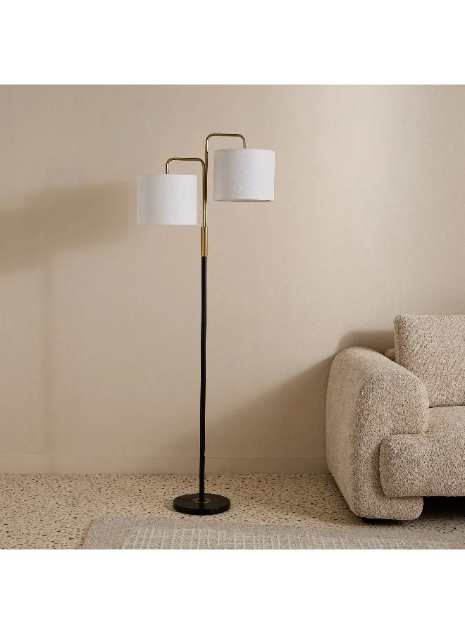 Home Box Haskett Vico Metal Tree Floor Lamp with 2 Fabric Shades - 56x25x162.5 cm