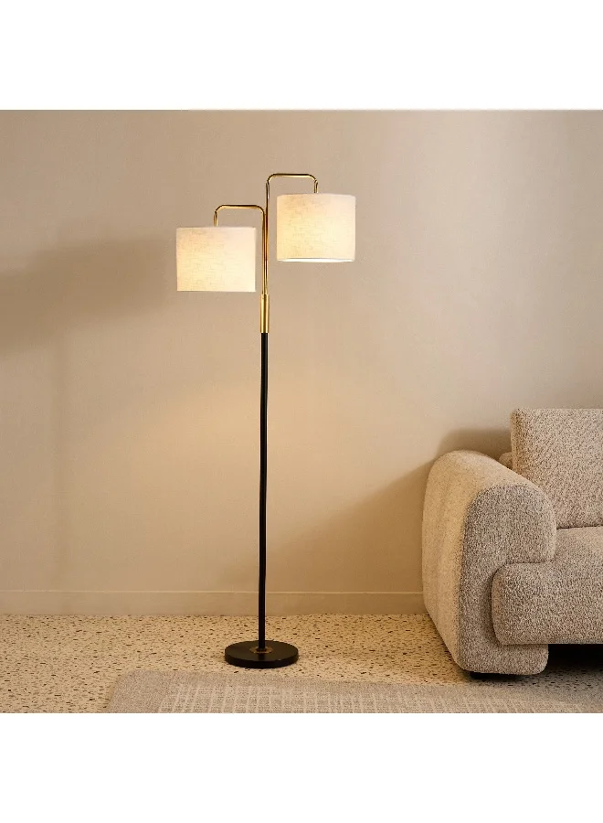 Home Box Haskett Vico Metal Tree Floor Lamp with 2 Fabric Shades - 56x25x162.5 cm
