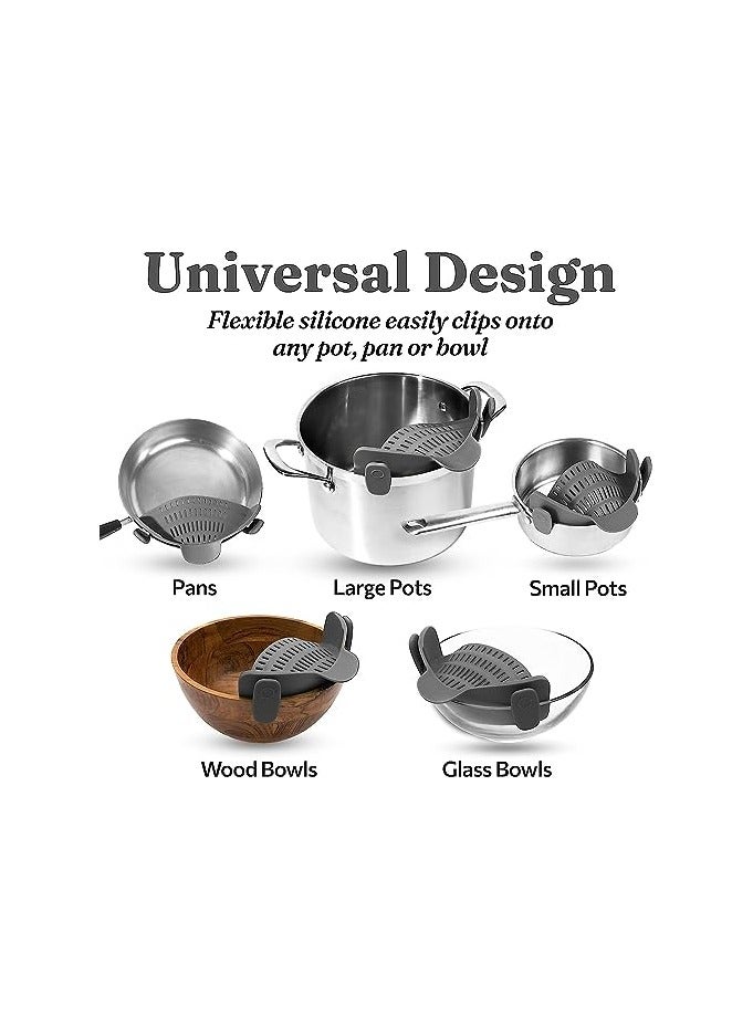 erorex Kitchen Gizmo Snap n Strain Pot Strainer, Grey - Image 3