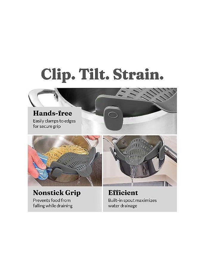 erorex Kitchen Gizmo Snap n Strain Pot Strainer, Grey - Image 4