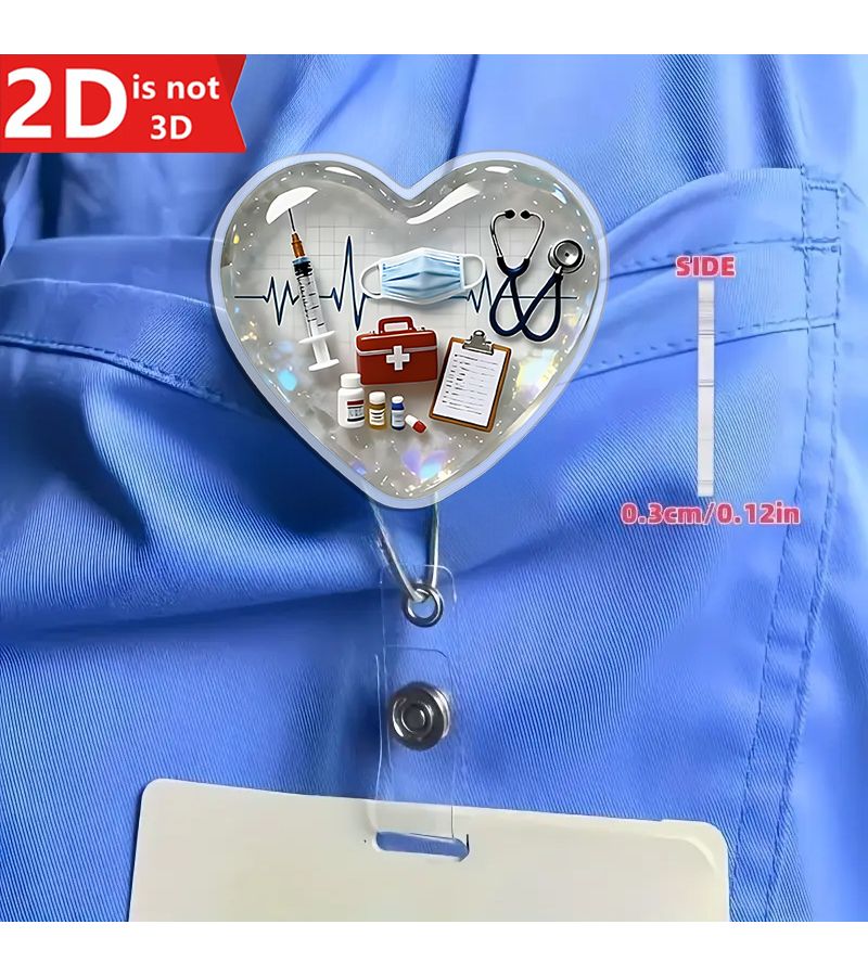 Acrylic Retractable Iridescent ID Badge Reel With Alligator Clip 1pc For Nurses Medical Workers - Image 1