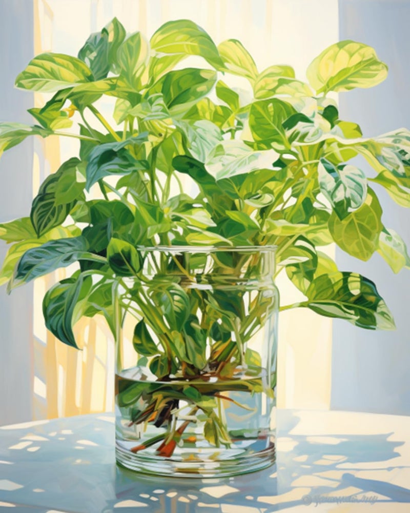 Tucocoo Green Plants in Glass Vase Oil Painting Paint by Number Kits 16 x 20 inch Canvas Plants DIY Oil Painting for Kids Students Adults Beginner with Brushes and Acrylic Pigment Without Frame - Image 2