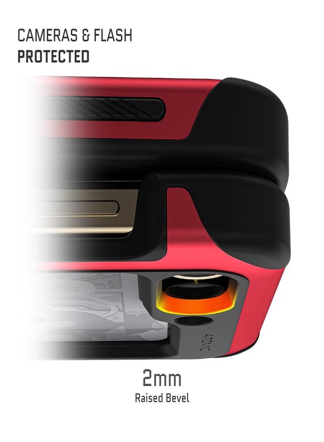 جوستك جراب Ghostek ATOMIC النحيف لهاتف سامسونج جالاكسي زد فليب 5، شفاف مع إطار معدني أحمر من الألومنيوم، غطاء حماية متين وقوي ومقاوم للصدمات، مصمم لهاتف سامسونج زد فليب 5 (6.7 بوصة) موديل 2023 (أحمر). - Image 3