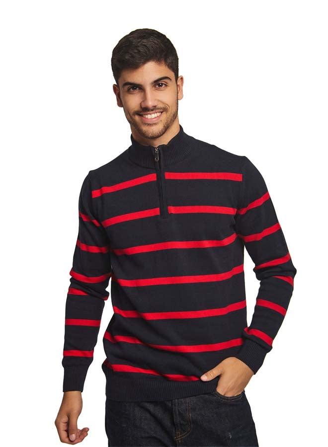 DALYDRESS Fancy Mock Neck Striped Pullover  - Image 1