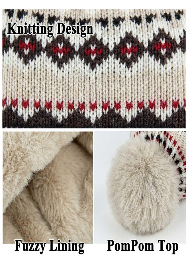 Kejea Winter Beanie Hat Women Ear Flaps White Earmuff Snow Ushanka Trapper Hats (US, Numeric, 6 3/4, 7 1/2, White) - Image 2