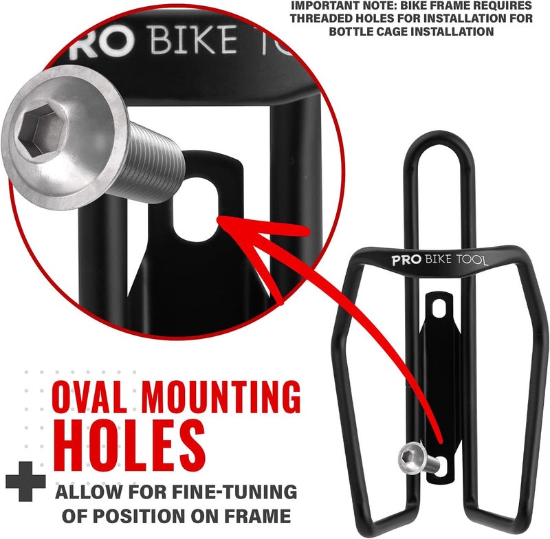 Pro Bike Tool Bike Water Bottle Holder, Lightweight, Strong Aluminum Bicycle Water Bottle Cage in a Modern Tubular Design, Bike Bottle Holder for Road and Mountain Bikes (MTB) - Universal Bottle Cage - Image 3