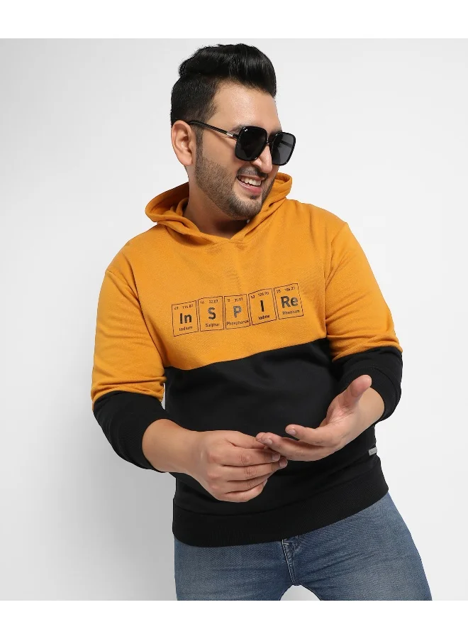 انستافاب بلس هودي إلهام رجالي أسود وأصفر خردلي مع جيب كنغر من إنستافاب بلس