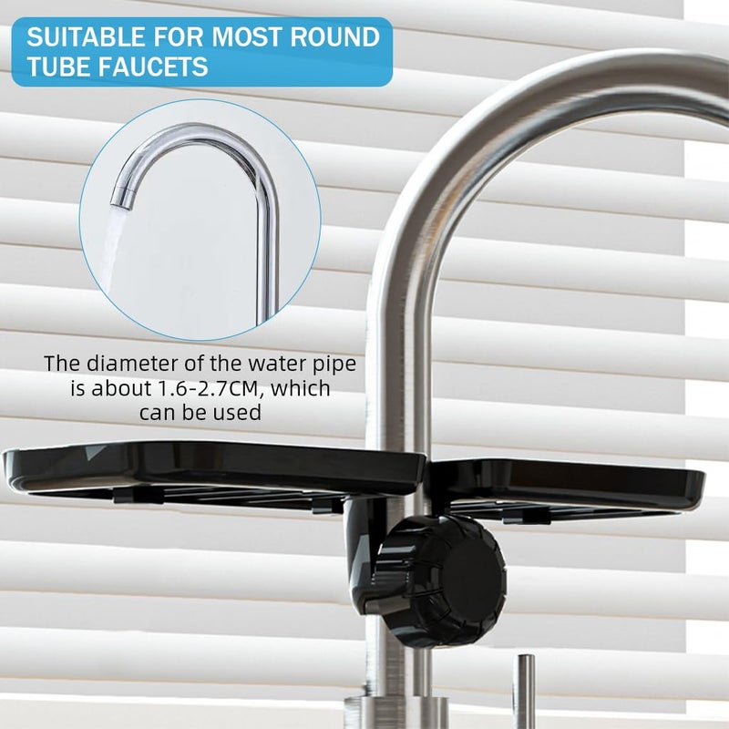 Supvox® Kitchen Sponge Holder Dry Rack Dish Rag Rack Drain Rack with Hooks Space Saving Sink Faucet Mount Sponge Holder Hand Soap Holder Tool Organizer - Image 4