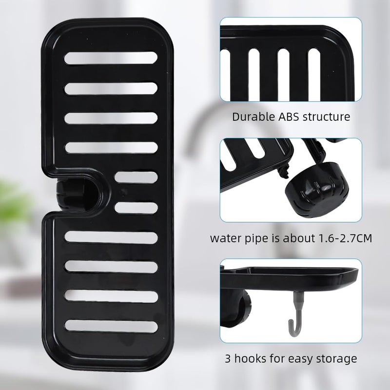 Supvox® Kitchen Sponge Holder Dry Rack Dish Rag Rack Drain Rack with Hooks Space Saving Sink Faucet Mount Sponge Holder Hand Soap Holder Tool Organizer - Image 5